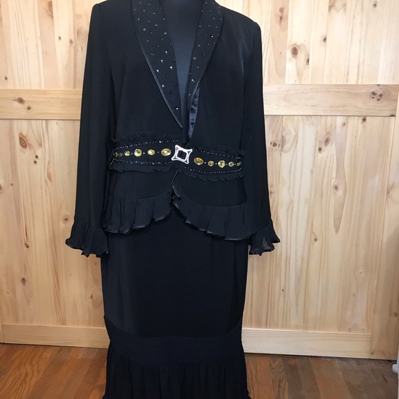 AS-HRO sequin trim jacket w maxi skirt- - Picture 5 of 16